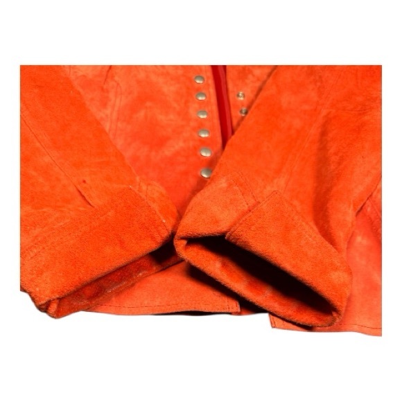 Coldwater Creek size medium rust orange 100%  vintage suede leather jack… - Picture 9 of 11